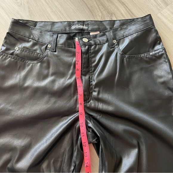 Girlfriends LA black silky patent like flare leg pants sz 15. Y2K mallgoth VNT - Picture 12 of 14